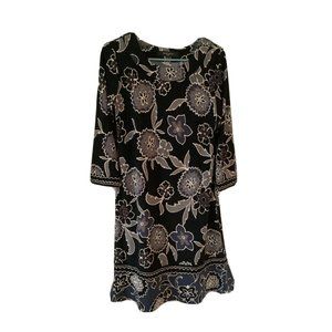 Nine West Tunic Dress size 4 Black Floral Print